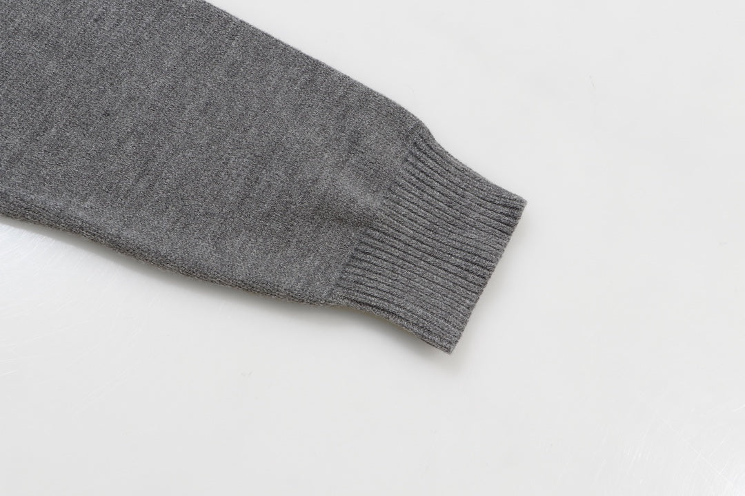 Gucci Gray Script Logo Intarsia Knit Sweater