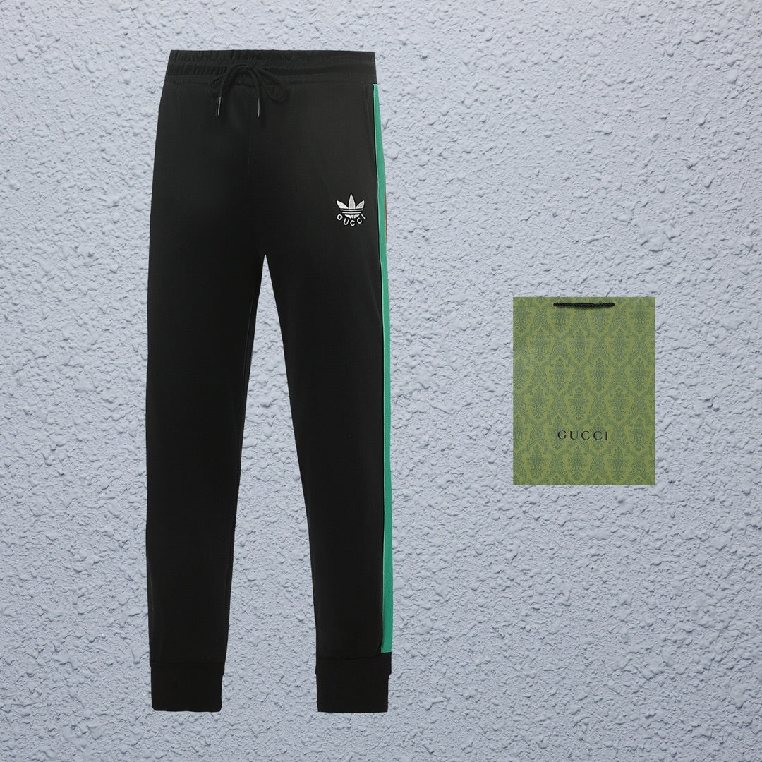 Gucci Straight-Leg Pants in Green, White & Black