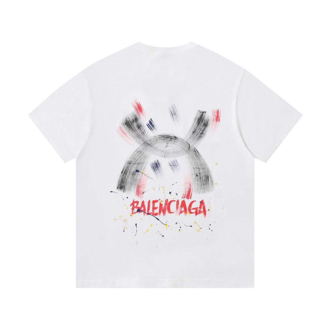 Balenciaga Brushstroke X Back Print T-Shirt in Black & White