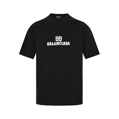 Balenciaga 100% Cotton Crewneck T-Shirt in White & Black