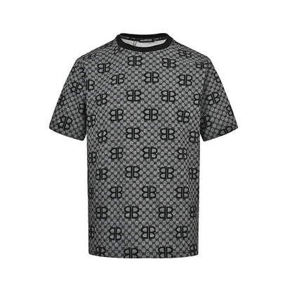 Balenciaga Crystal Logo Cotton T-Shirt in Gray