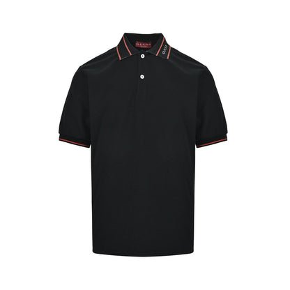 Gucci Logo Embroidered Polo Shirt – Black / White Piqué Cotton