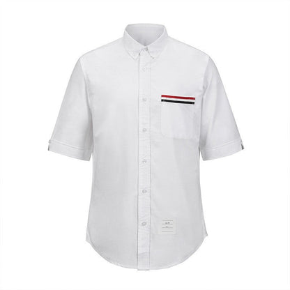Spring Summer Unisex Pocket Webbing Short Sleeve Shirt