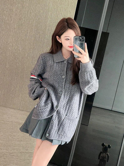Thom Browne Unisex Herringbone Cardigan Jacket