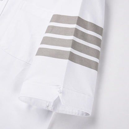 Thom Browne Spring Summer Men's Double Sleeve Striped Short Shirt