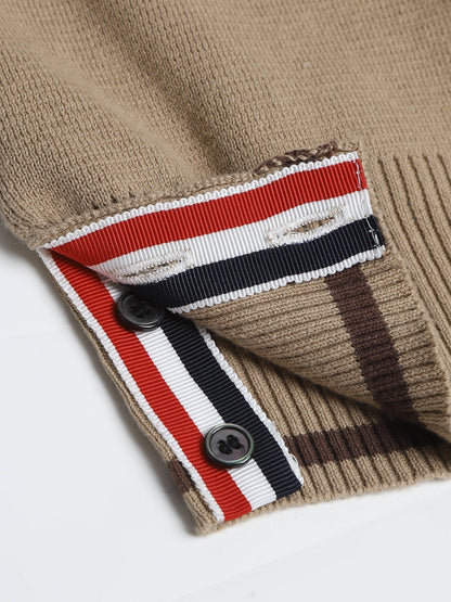 Thom Browne Khaki Colorblock Knit Sweater Jacket