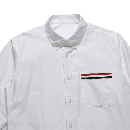 Spring Summer Unisex Pocket Webbing Short Sleeve Shirt