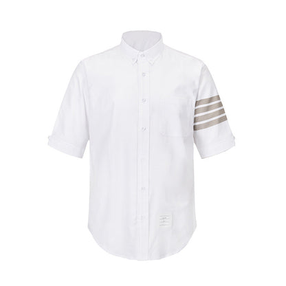 Thom Browne Spring Summer Men's Double Sleeve Striped Short Shirt