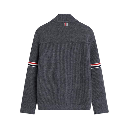 Thom Browne Men's double sleeve striped wool coat