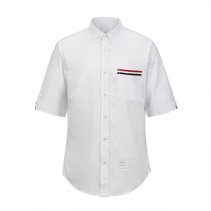 Spring Summer Unisex Pocket Webbing Short Sleeve Shirt