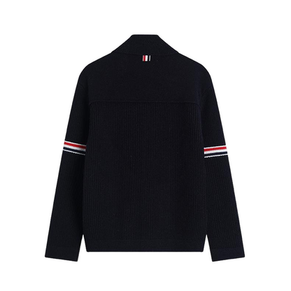 Thom Browne Men's double sleeve striped wool coat