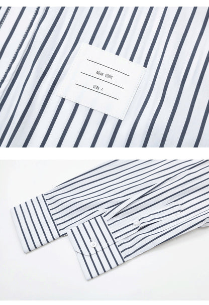 Thom Browne Men's Black and White Striped Shirt