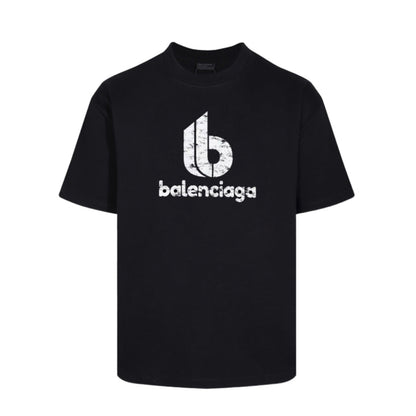 Balenciaga Distressed Lowercase Logo T-Shirt in Black & White