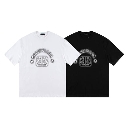 Balenciaga Embossed BB Monogram T-Shirt in Black & White