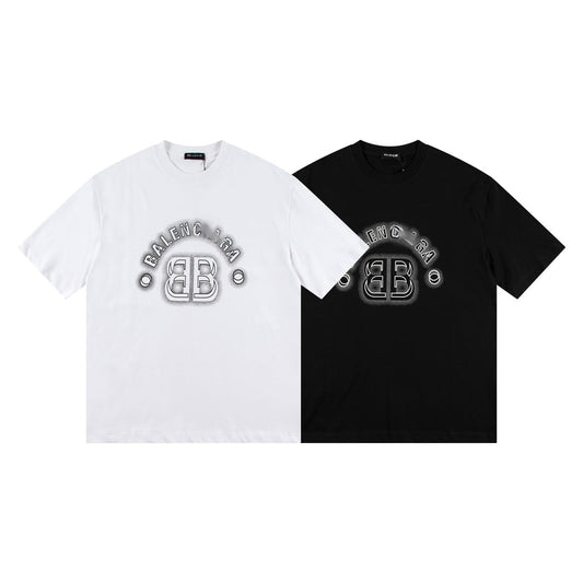 Balenciaga Embossed BB Monogram T-Shirt in Black & White