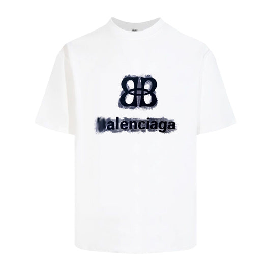 Balenciaga Navy Flock BB T-Shirt in Black & White