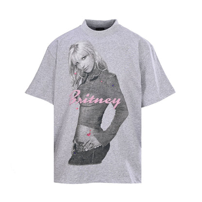 Balenciaga Britney Spears Photo T-Shirt in Heather Gray