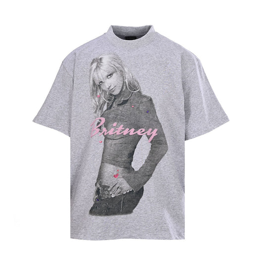 Balenciaga Britney Spears Photo T-Shirt in Heather Gray