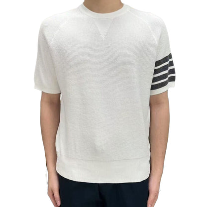 Thom Browne Triangle Embroidered Cotton Crew Neck T-Shirt