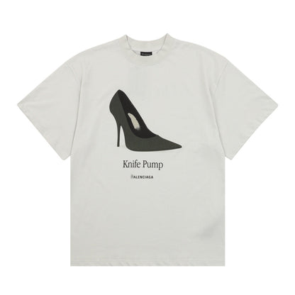 Balenciaga Knife Pump Graphic T-Shirt in Light Gray