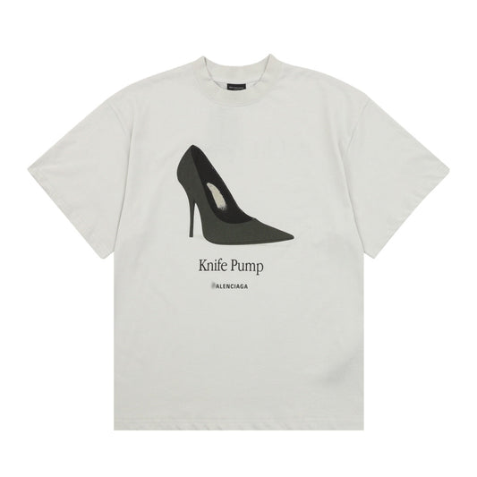 Balenciaga Knife Pump Graphic T-Shirt in Light Gray