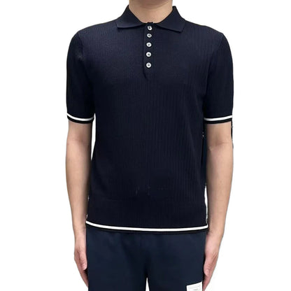 Four-Bar Knitted Polo Shirt
