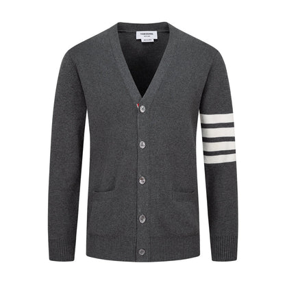 Classic Four-Bar Stripe Cardigan - Japanese Cotton Knit