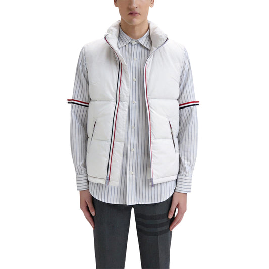 Thom Browne Unisex Shiny Colorblock Baseball Collar Vest