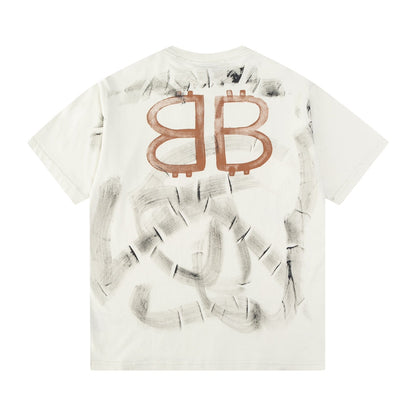 Balenciaga All-Over Brushstroke BB T-Shirt in Black