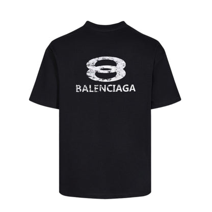 Balenciaga Distressed Lowercase Logo T-Shirt in Black & White