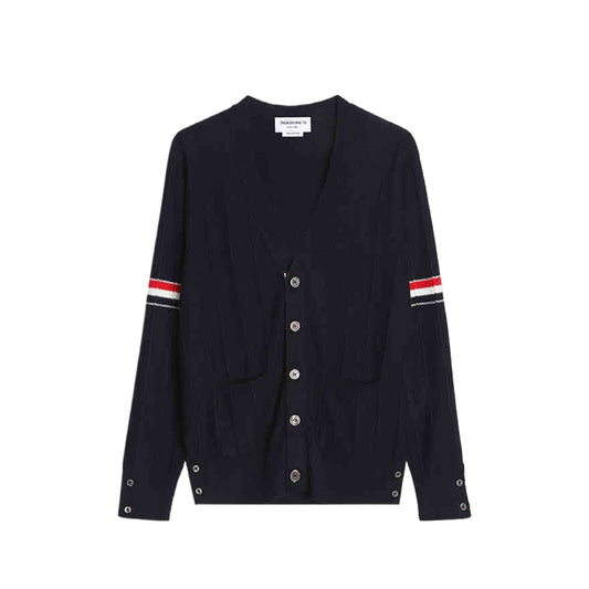 Thom Browne Premium Zip-Up Hooded Knit Sweater Coat