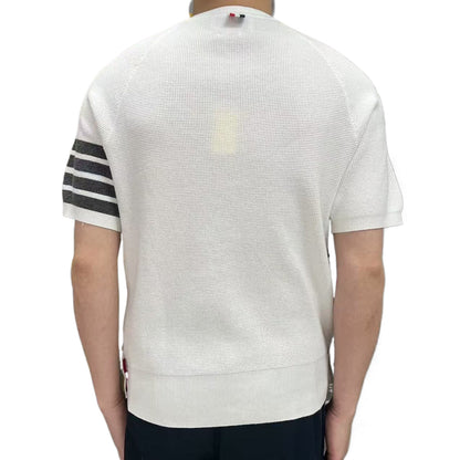 Thom Browne Triangle Embroidered Cotton Crew Neck T-Shirt