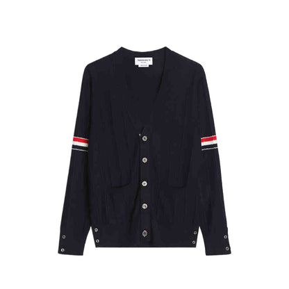 Thom Browne Premium Zip-Up Hooded Knit Sweater Coat
