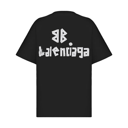Balenciaga Brushstroke Logo T-Shirt in Black & White