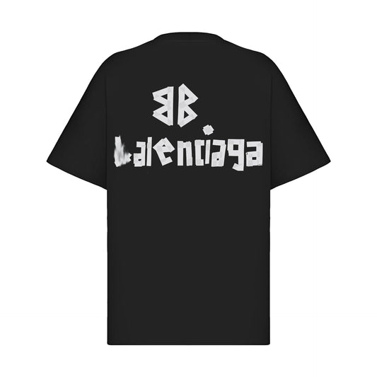 Balenciaga Brushstroke Logo T-Shirt in Black & White