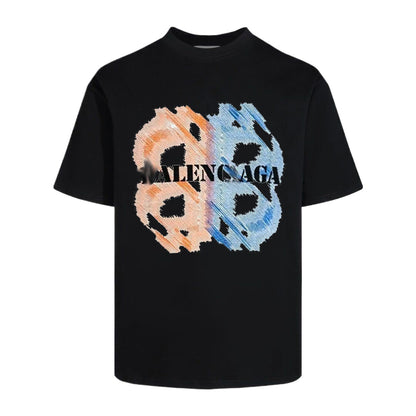 Balenciaga Two-Tone Crayon BB Monogram T-Shirt in Black & White