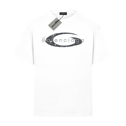 Balenciaga Distressed G Emblem T-Shirt in Black & White