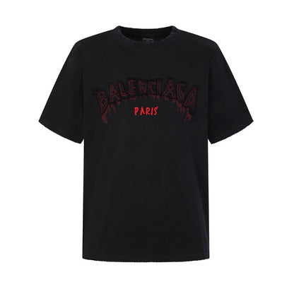 Balenciaga Paris Arched Logo T-Shirt in Black & Red