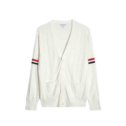 Thom Browne Premium Zip-Up Hooded Knit Sweater Coat