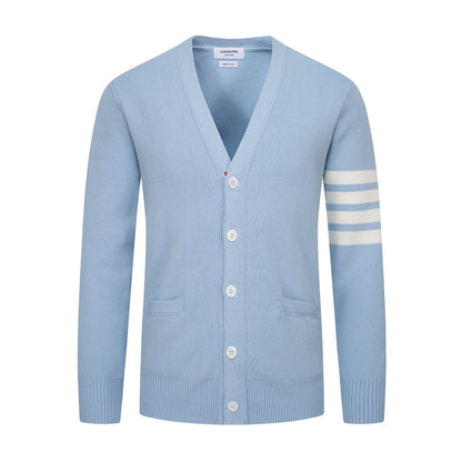 Classic Four-Bar Stripe Cardigan - Japanese Cotton Knit