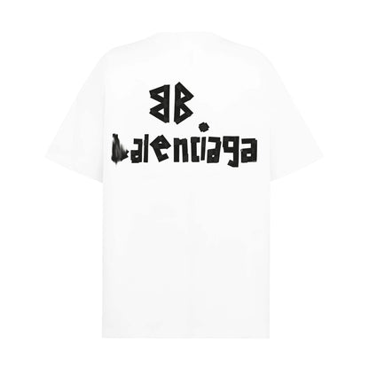 Balenciaga Brushstroke Logo T-Shirt in Black & White