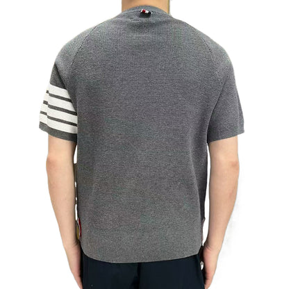 Thom Browne Triangle Embroidered Cotton Crew Neck T-Shirt