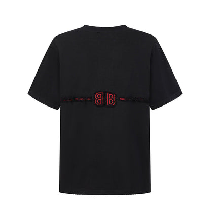 Balenciaga Paris Arched Logo T-Shirt in Black & Red