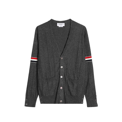 Thom Browne Premium Zip-Up Hooded Knit Sweater Coat