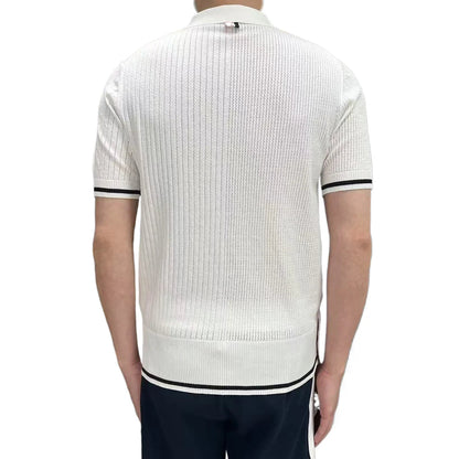 Four-Bar Knitted Polo Shirt