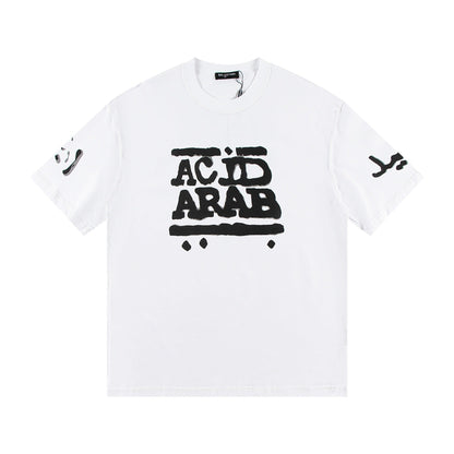 Balenciaga Acid Arab Brush Lettering T-Shirt in Black & White
