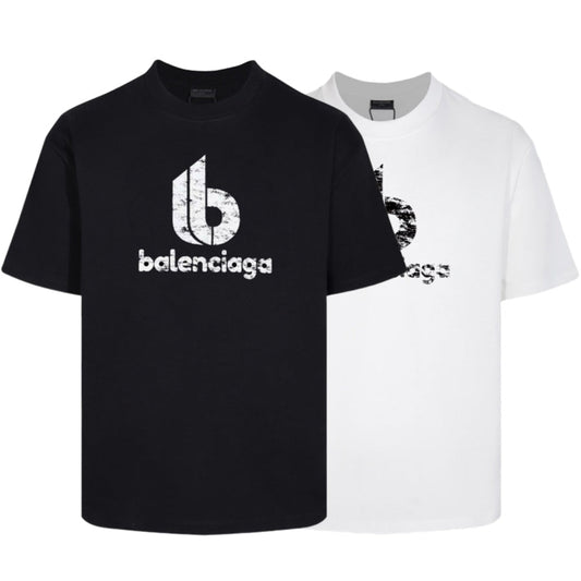 Balenciaga Distressed Lowercase Logo T-Shirt in Black & White
