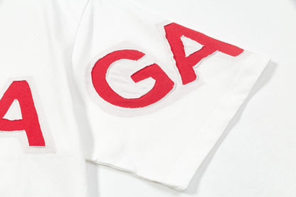 Balenciaga Wrap-Around Logo T-Shirt in White & Red