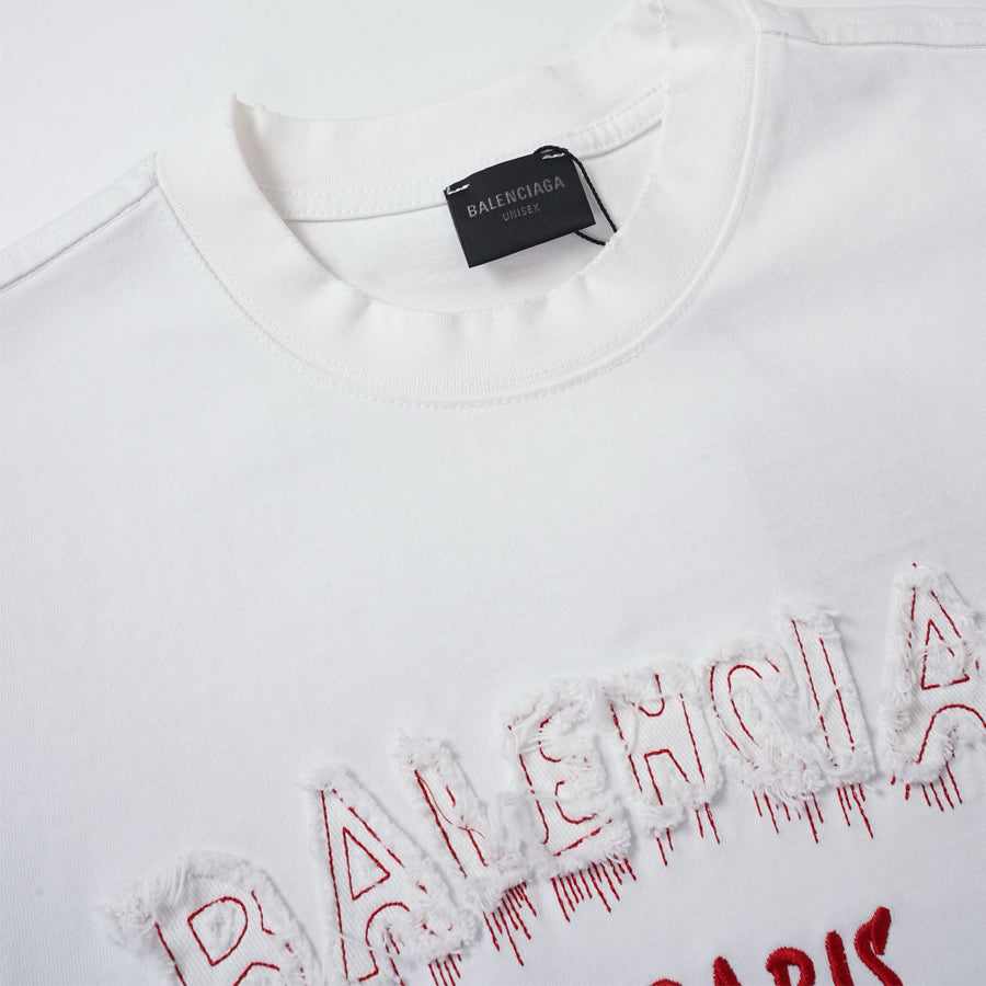 Balenciaga Paris Arched Logo T-Shirt in Black & Red