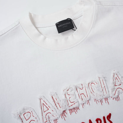 Balenciaga Paris Arched Logo T-Shirt in Black & Red
